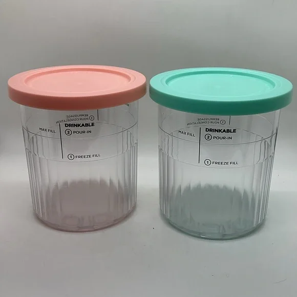 Set of 2 Containers for Ninja Creami Deluxe with Mint and Pink Lids - Picture 2 of 5